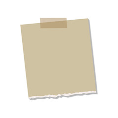 sticky note paper with adhesive tape. notebook paper with torn edge. Template for your message