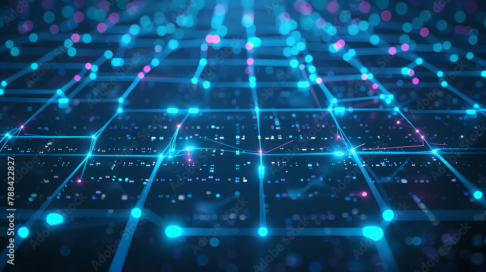 Aufkleber abstract digital matrix grid with glowing nodes