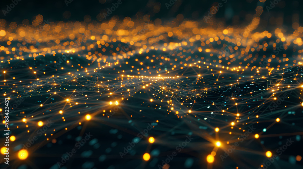 Aufkleber abstract digital matrix grid with glowing nodes