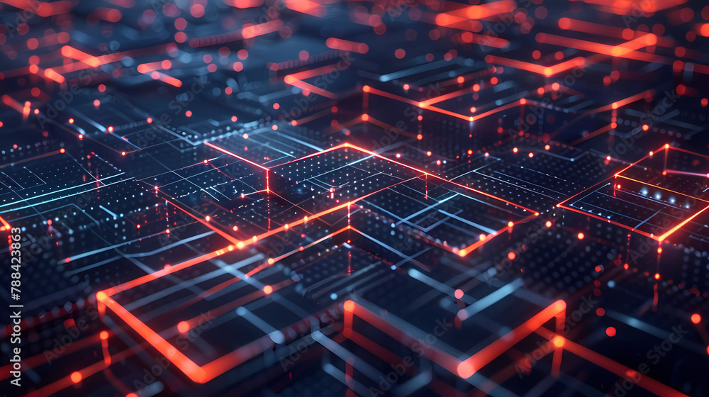 Aufkleber abstract digital matrix grid with glowing nodes