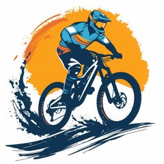 downhill cross logo cartoon motorbike cross bike cross vector 2d illustration
