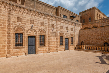 Mardin Midyat district Mor Gabriel Monastery unique architectural detail photographs taken with blue sky