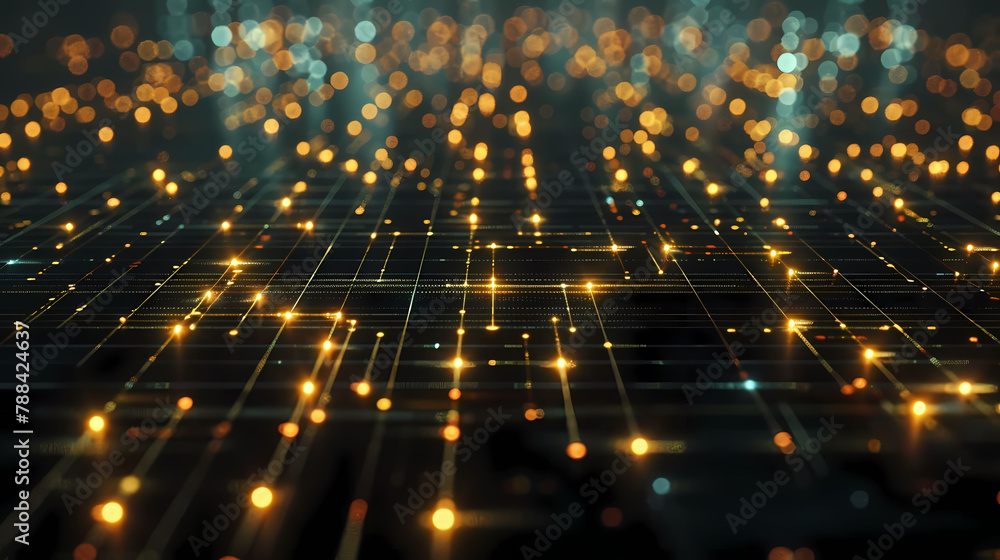 Aufkleber abstract digital matrix grid with glowing nodes