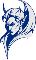 face of a devil with small horns.