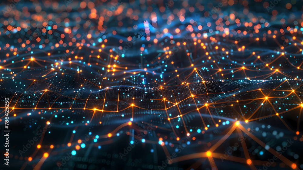 Aufkleber abstract digital matrix grid with glowing nodes