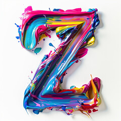 Letter Z uppercase. Colorful paint splash on white background