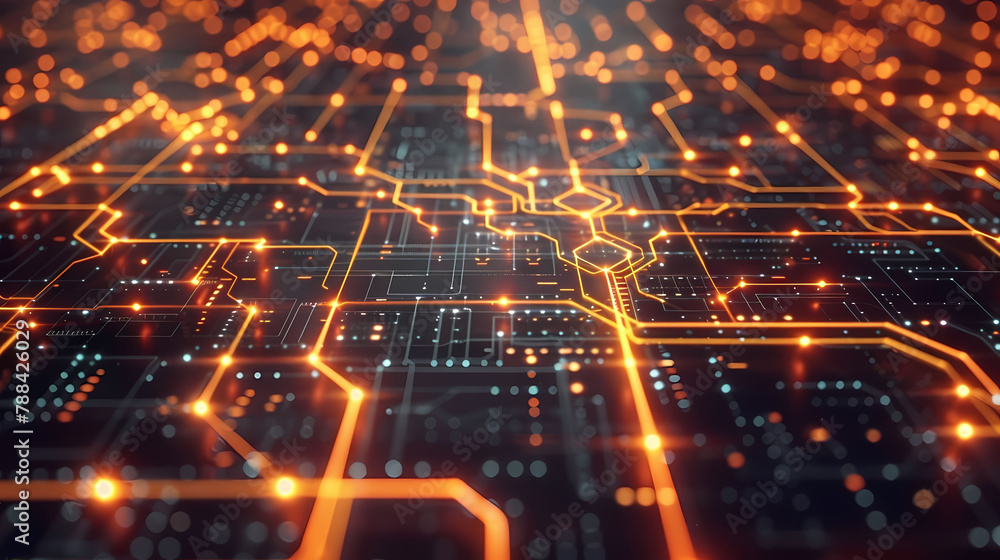 Aufkleber abstract digital matrix grid with glowing nodes