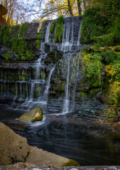 Beautiful waterfalls in Spain in Catalonia, near the small village Rupit. Creek Rupit.