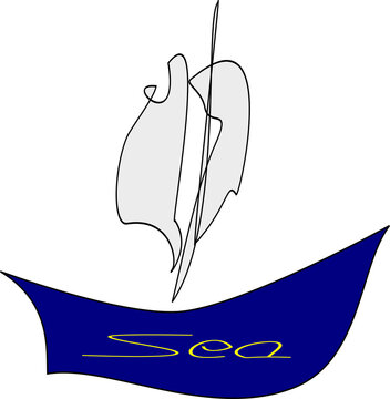 Ilustración artística de un barco de vela color azul