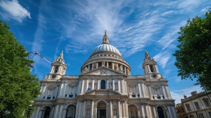 Fototapeta na wymiar St. Paul's Cathedral with blue sky, London, England