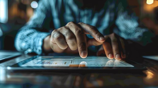 digital loan application on a tablet with a couple s fingers touching the 'apply' button together