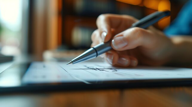 digital pen writing on an electronic signature pad finalizing a digital business contract - Powered by Adobe