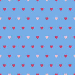 Simple heart shape seamless pattern in diagonal arrangement. Love and romantic theme background. pink vector wallpaper.