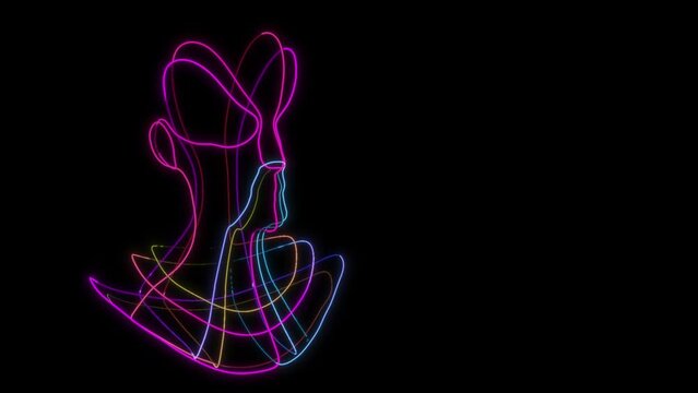 looped 3d animation. three-dimensional portrait with one line 