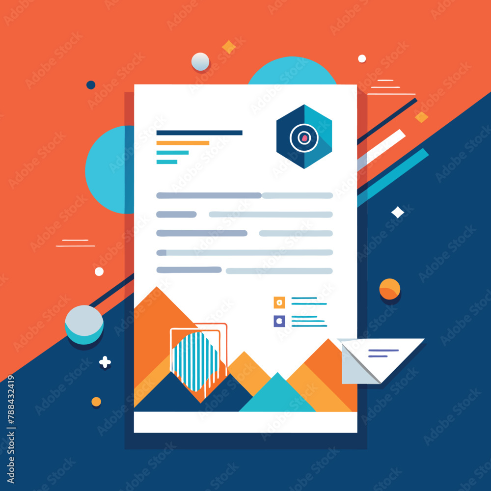 Poster office workers analyzing and researching business data vector illustration generated by ai