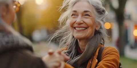 Fototapeta premium senior woman in autumn park