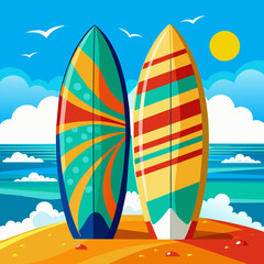 Surfboards, Surfing the Sunset: Vibrant Boards Await