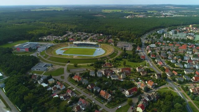 Panorama Mosir Stadium Pila Stadion Aerial View Poland
