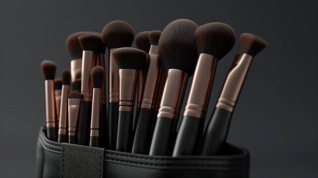 Makeup brushes, desktop, makeup brush bag