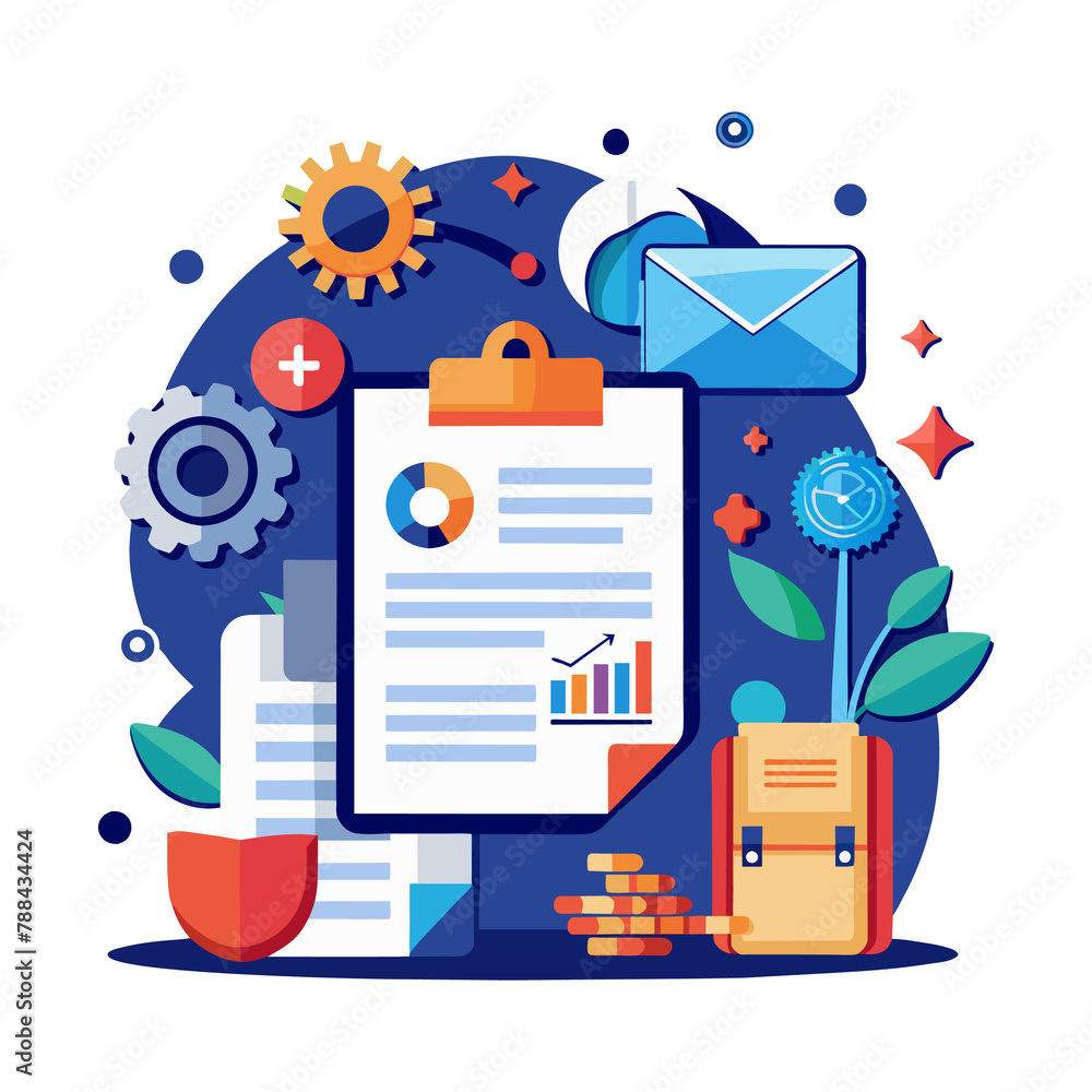 Poster finance management report illustration concept chart diagrams vector template generated by ai