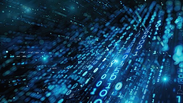 Abstract symbols and glyphs floating of binary code