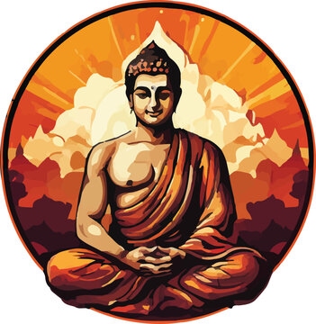 buddha in meditation vector illustration