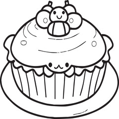 Kawai food coloring pages. Food outline for coloring book