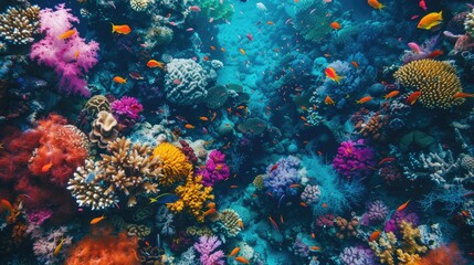 Naklejka na ściany i meble coral reef teeming with colorful marine life