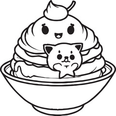Kawai food coloring pages. Food outline for coloring book