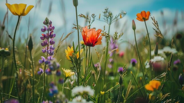 colorful wildflowers blooming in a meadow