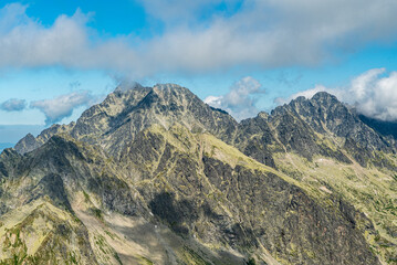 Ladovy stit, Pysny stit and few other peaks from Vychodna Vysoka summit in High Tatras mountains in Slovakia