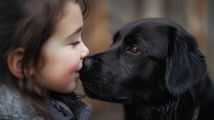 girl kisses her beloved dog, dog is man's friend, best friends forever, beloved pet, dog licks man