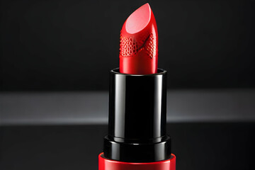 red lipstick on black background beauty ai generative 