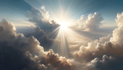 Ascension day background with sky filled with rays of sunlight.
 - obrazy, fototapety, plakaty
