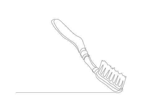 recommend clip art: Continuous line drawing of toothbrush. One line of toothbrush. Dental care concept continuous line art. Editable outline