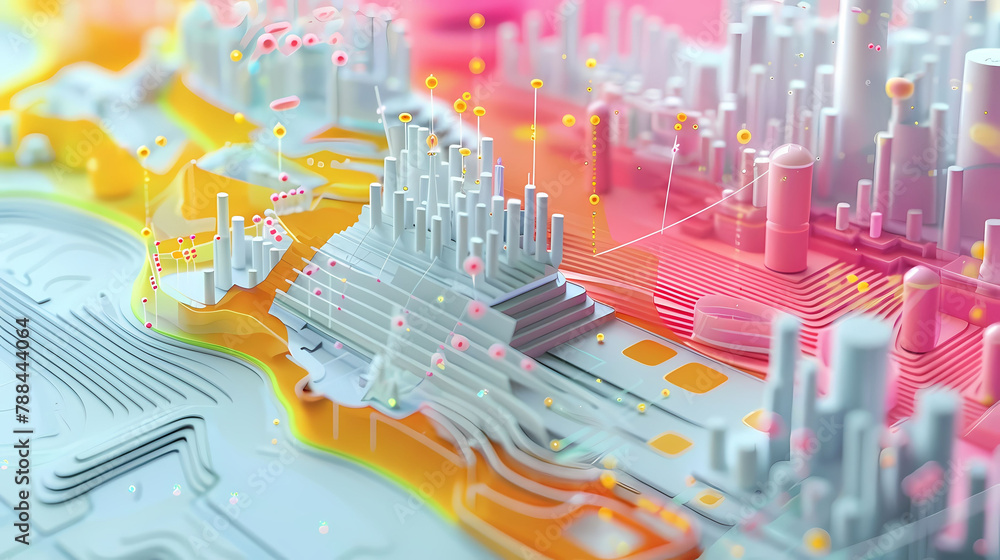 Poster futuristic data visualization with interactive 3d