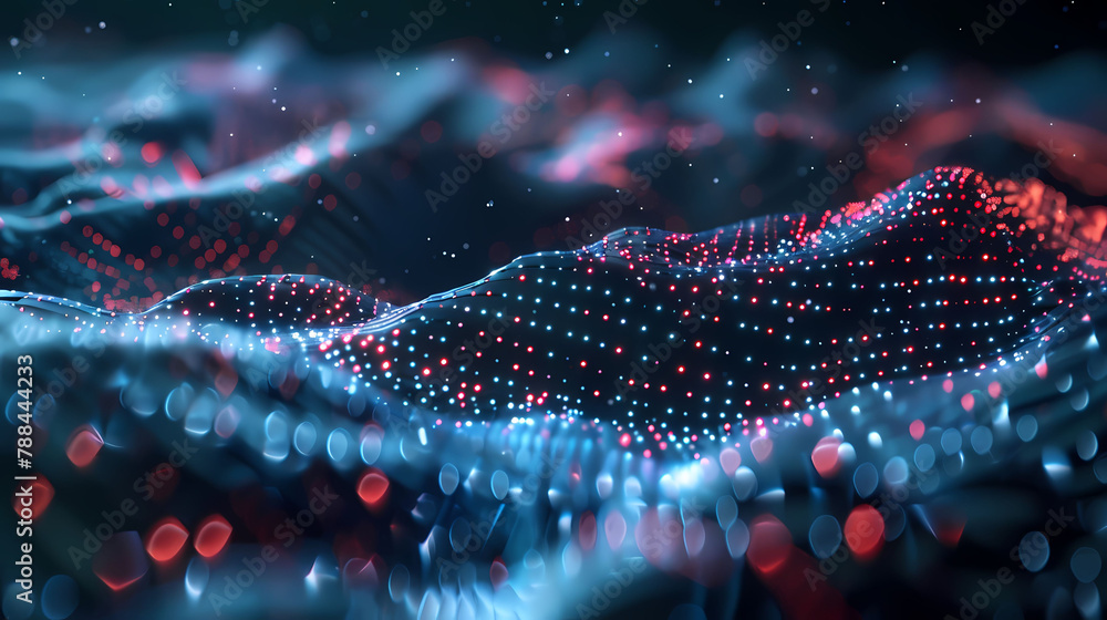 Poster futuristic data visualization with interactive 3d