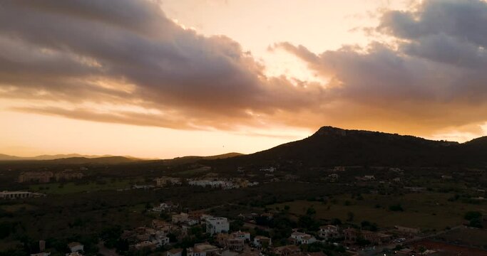 drone aerial from the city of calla millor at Mallorca