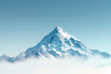 A minimalist depiction of a mountain peak against a clear blue sky, inspiring adventure.