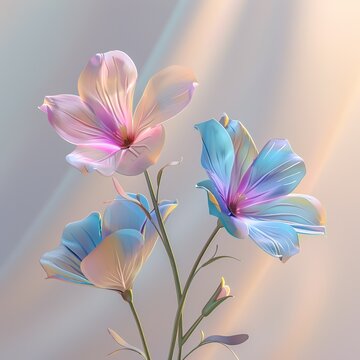 3D rendered flowers blooming, with an illustrator's touch