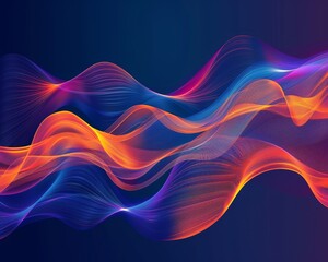 A flowing, dynamic representation of audio waves in bright colors, designed in vector art for a modern