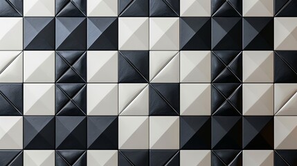 Geometric Tile Pattern in Black and White