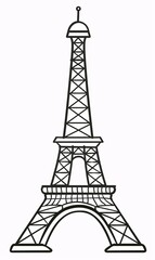A simple line drawing of the Eiffel Tower in a clip art style