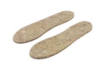 felt insoles for shoes isolated from background