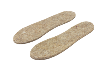 felt insoles for shoes isolated from background