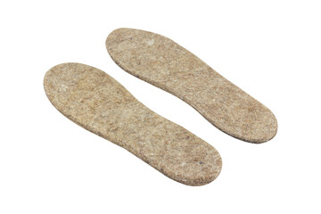 felt insoles for shoes isolated from background