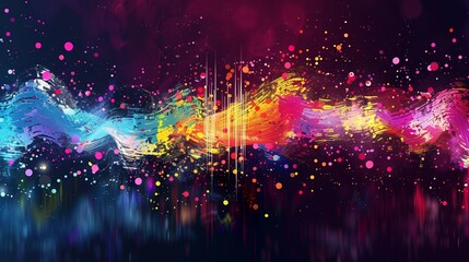 An explosion of colorful sound waves in vector art - obrazy, fototapety, plakaty