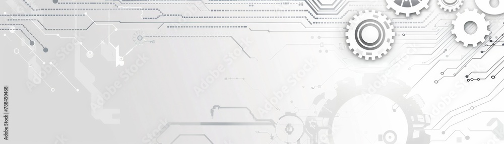 Poster abstract technology background with gears and circuit board lines with an emphasis on mechanical ele