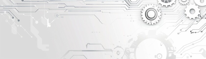 Abstract technology background with gears and circuit board lines with an emphasis on mechanical elements such as cogs or levers in various sizes Generative AI