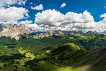 Amazing Dolomites mountains scenery from Sief mountain peak